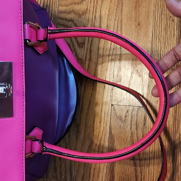 Like New Kate Spade Purple and Barbie Pink Satchel Crossbody Leather Bag - Picture 13 of 17